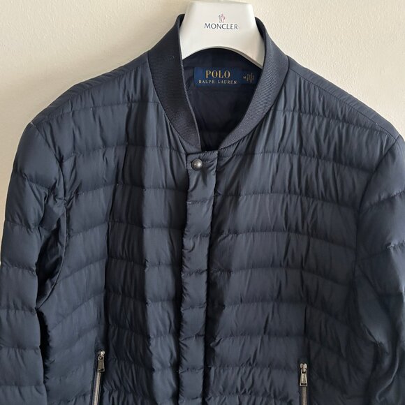 $500 Polo Ralph Lauren Navy Quilted Down Puffer Bomber Jacket - Medium - Picture 2 of 11